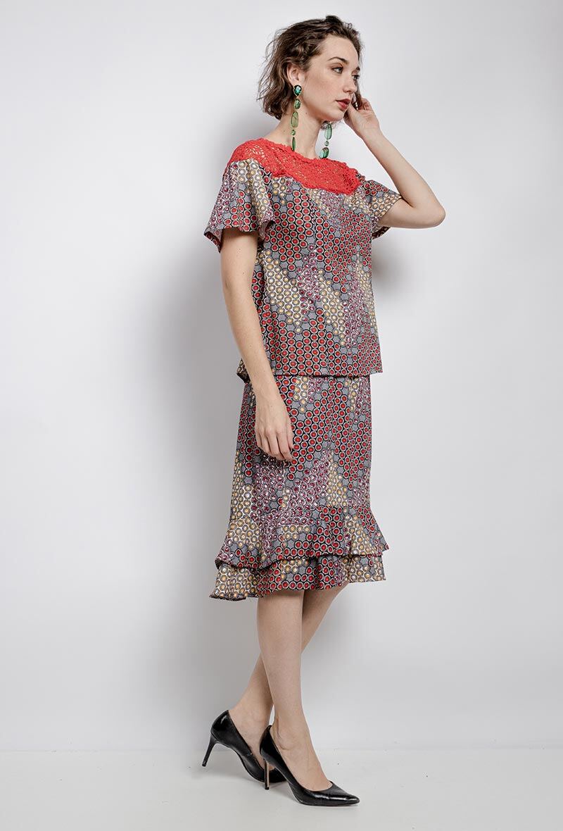 Mayorista Princesse - Top y falda con estampado étnico