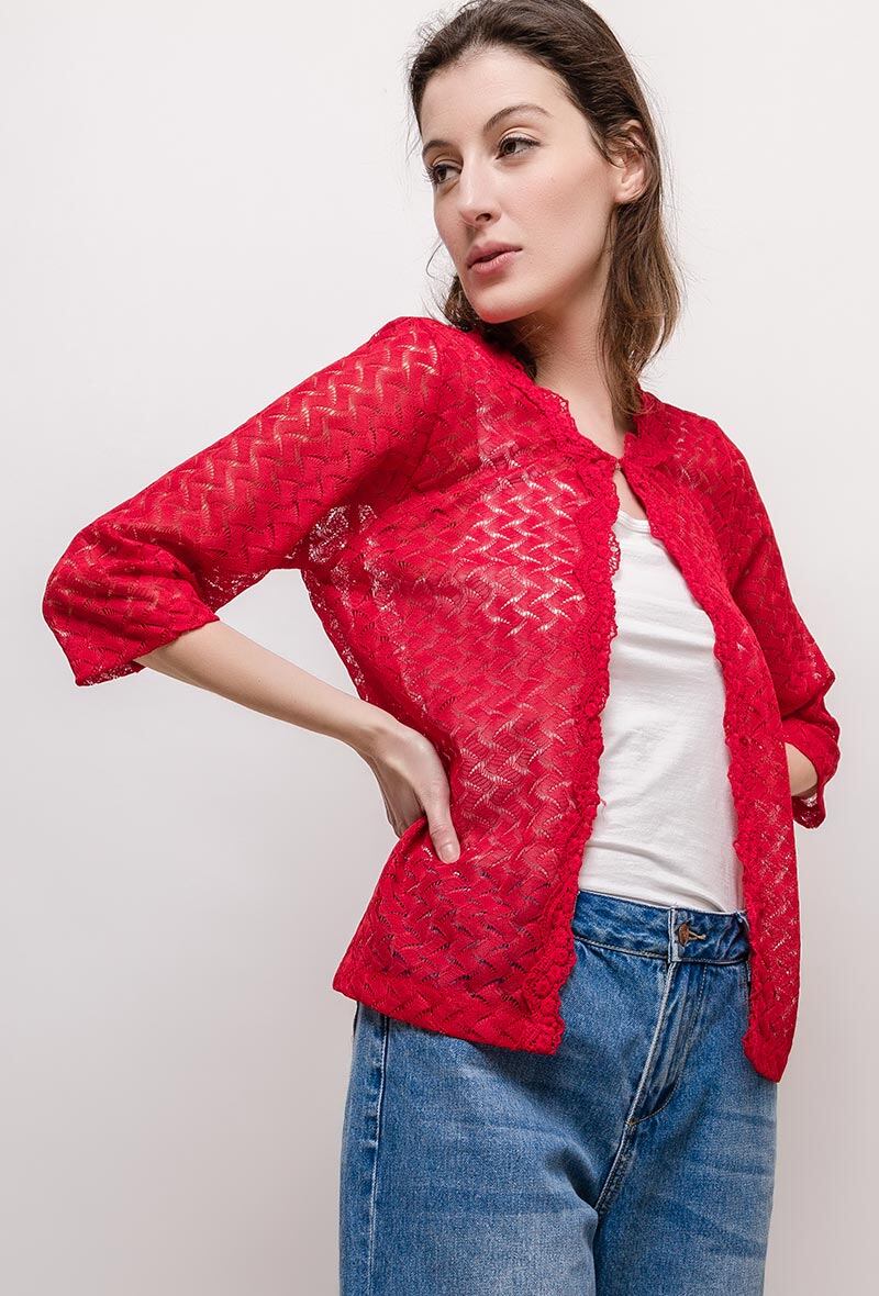 Grossiste Princesse - Gilet en dentelle transparente