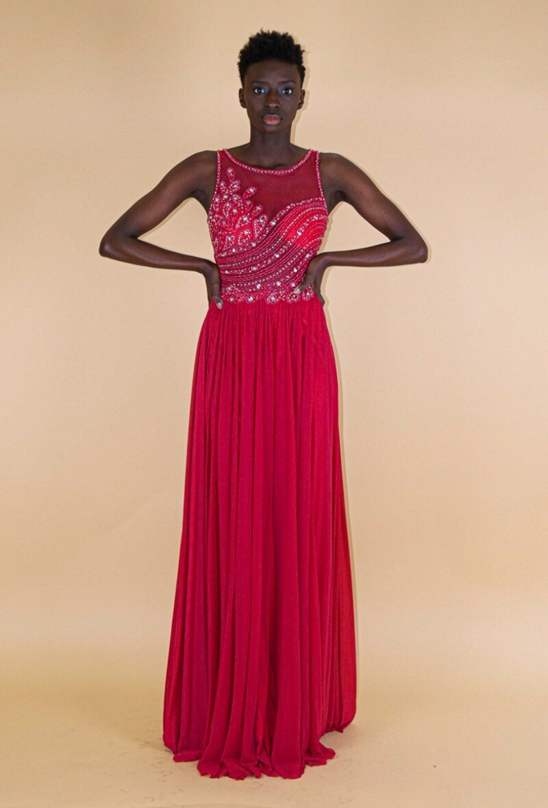 Grossiste Promarried - Robe de cocktail sans manches en tulle avec buste perlé et jupe plissée