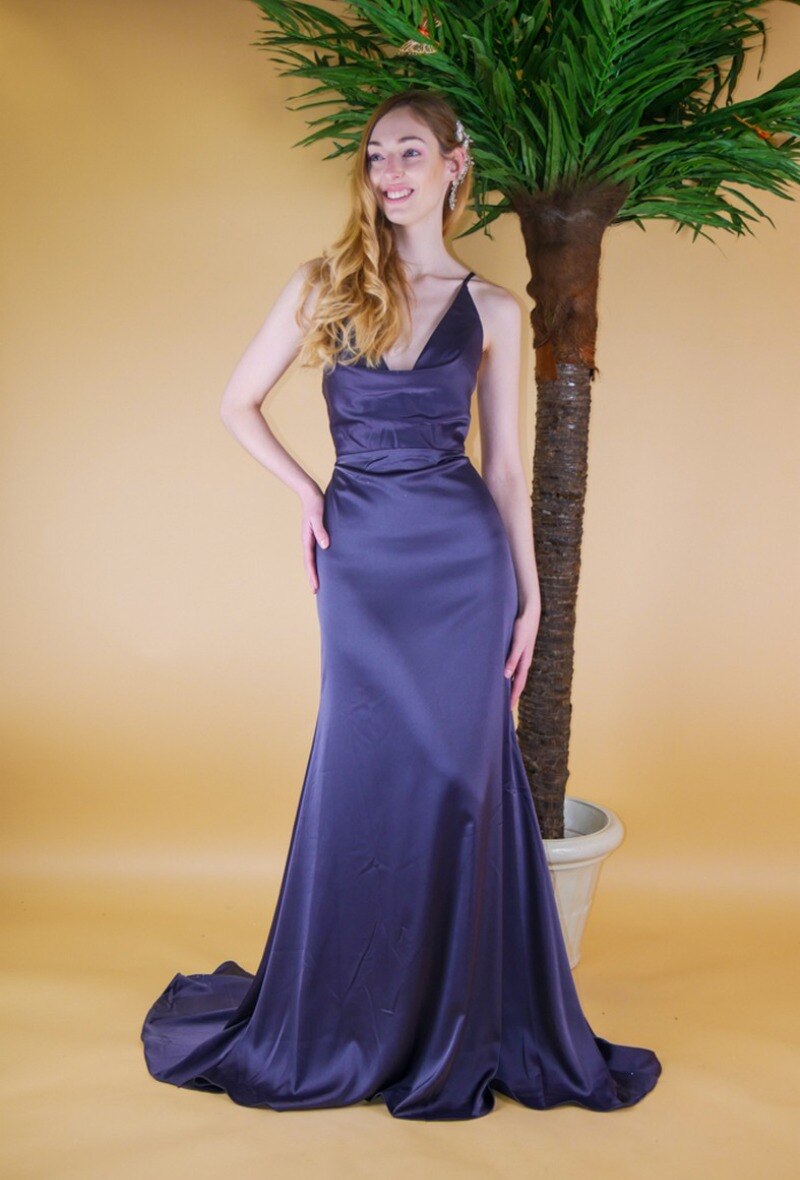 Grossiste Promarried - Robe de Cocktail en Crêpe Satiné avec Drapé Poitrine et Laçage au Dos