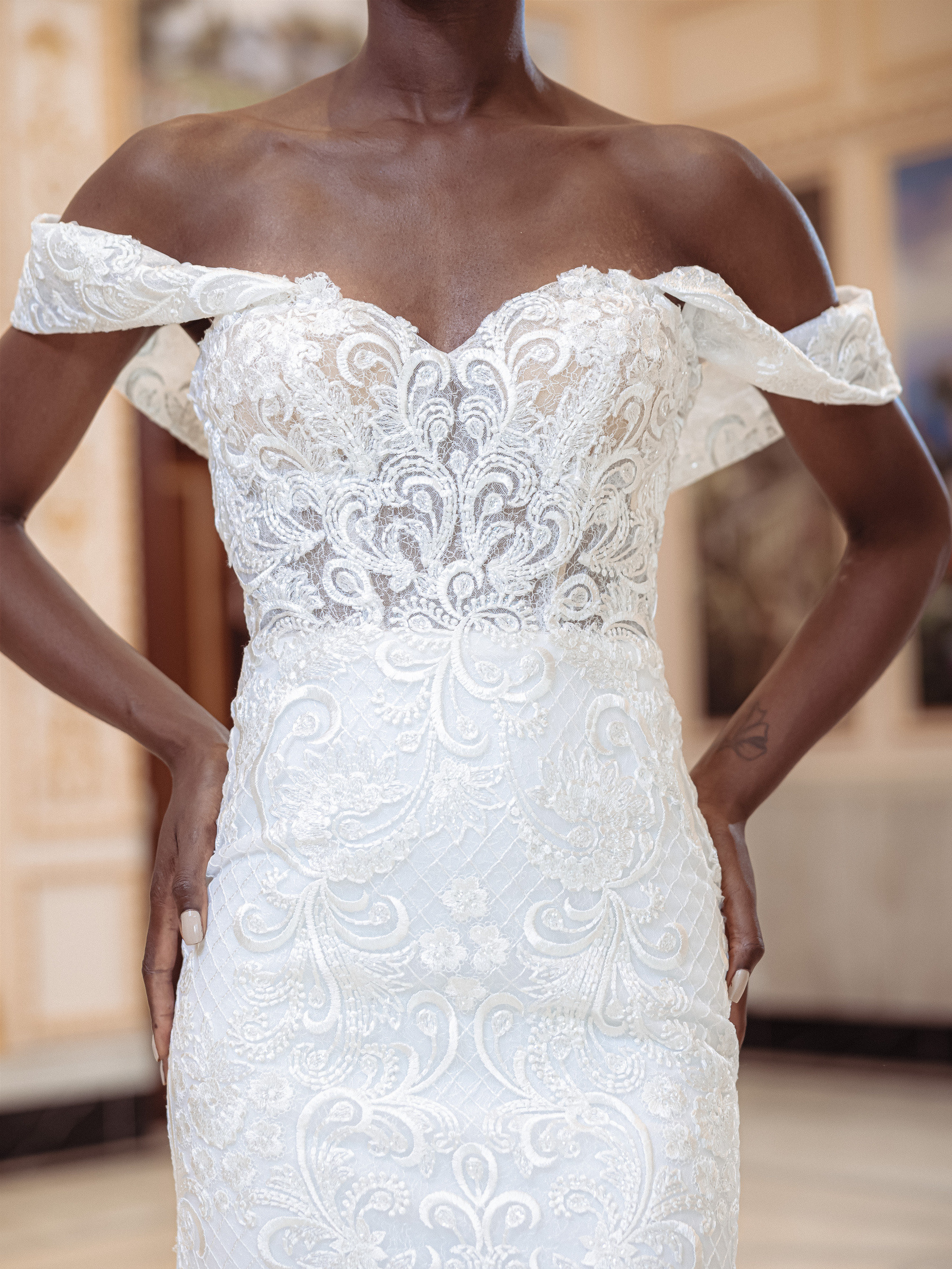 Grossiste Promarried - Robe de Mariée Sirène en Dentelle avec Encolure Cœur et Manches Tombantes