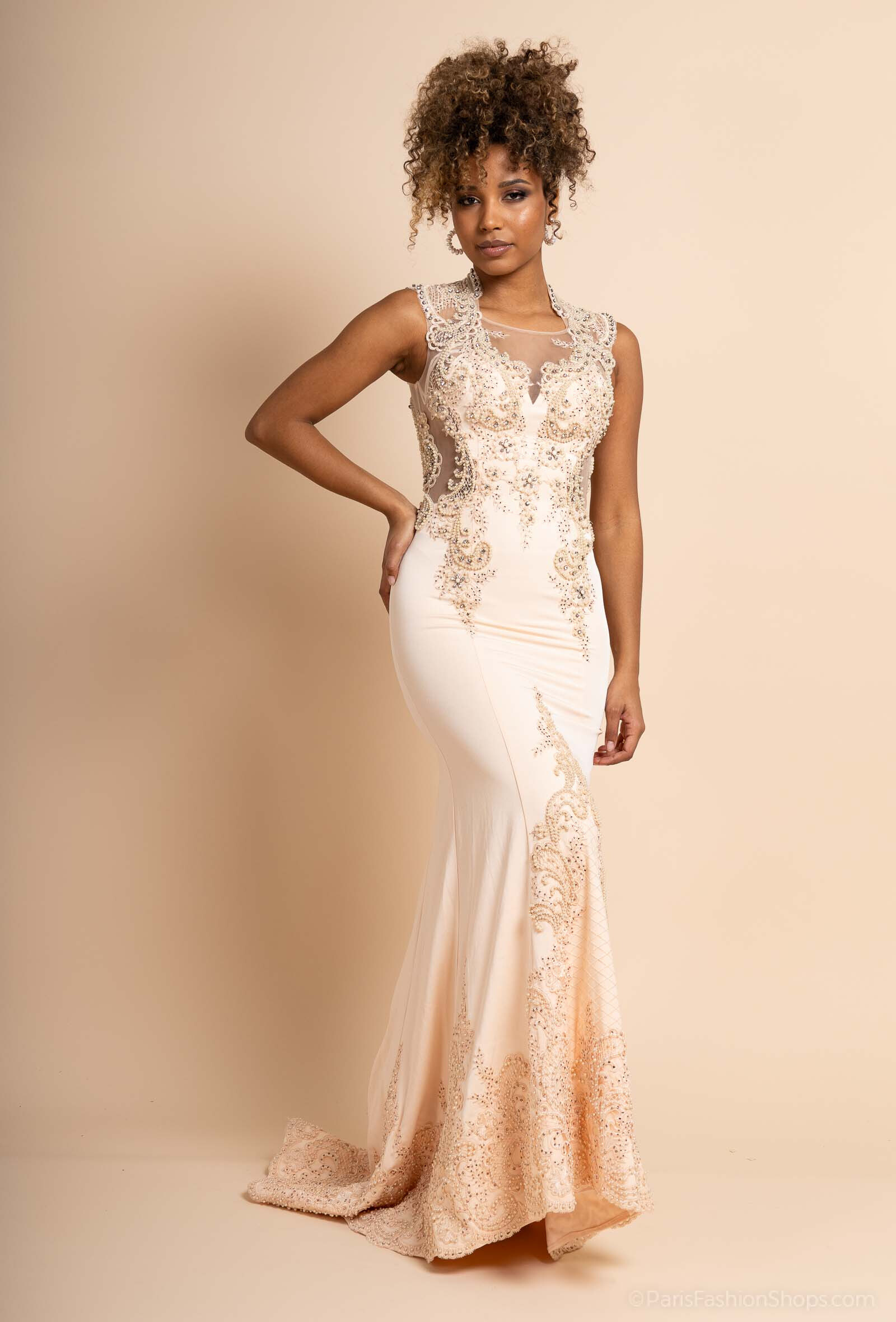 Grossiste Promarried - Robe de cocktail blush coupe sirène sans manches