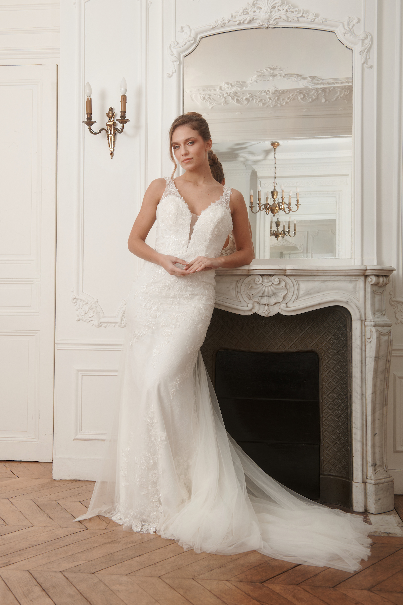 Großhändler Promarried - Meerjungfrau-Brautkleid aus floraler Spitze – Tiefer Ausschnitt