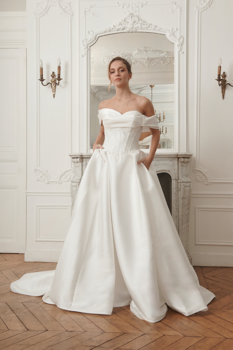 Großhändler Promarried - Satin-Hochzeitskleid – Couture-Eleganz mit schulterfreiem Design