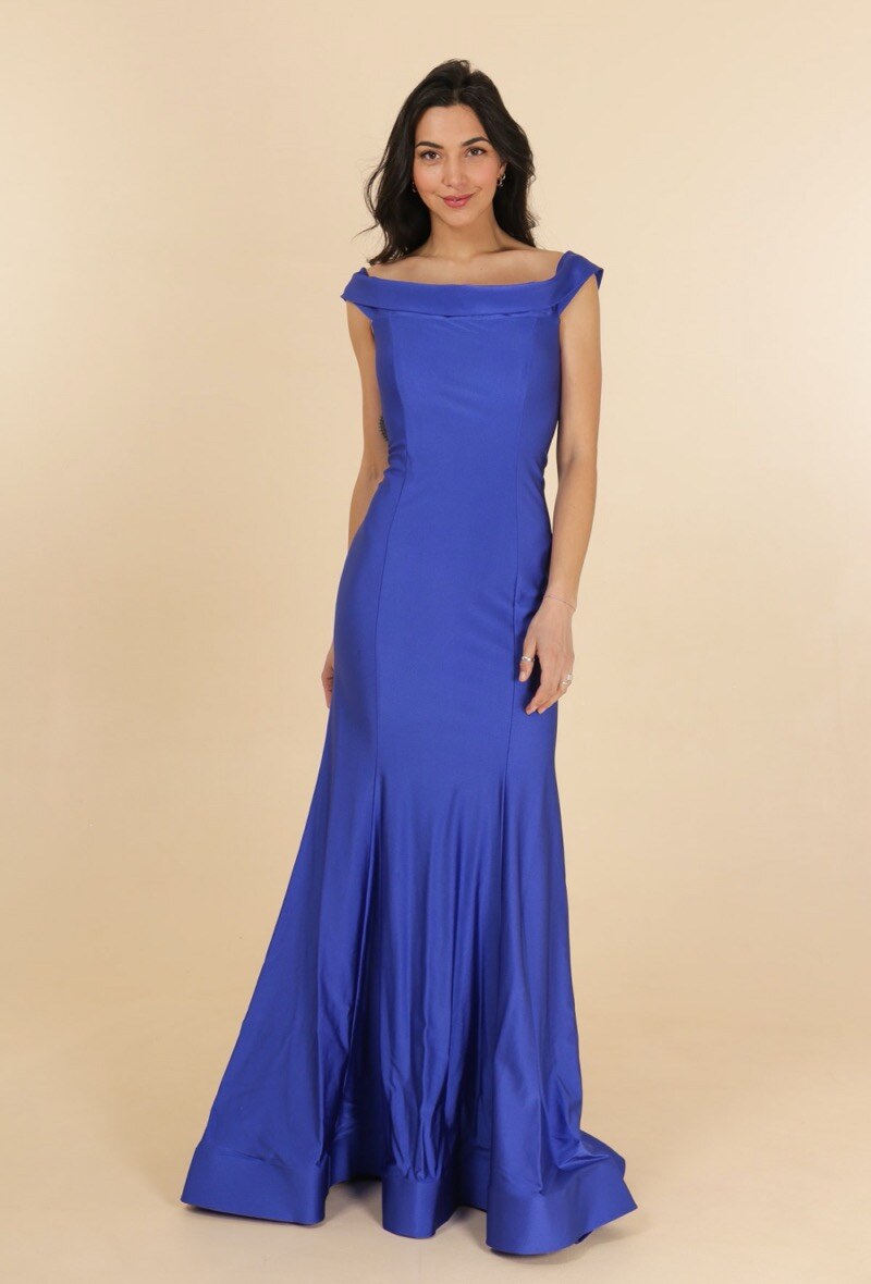 Grossiste Promarried - Robe de Soirée Bleu Royal Coupe Trompette avec Décolleté Épaules Dénudées