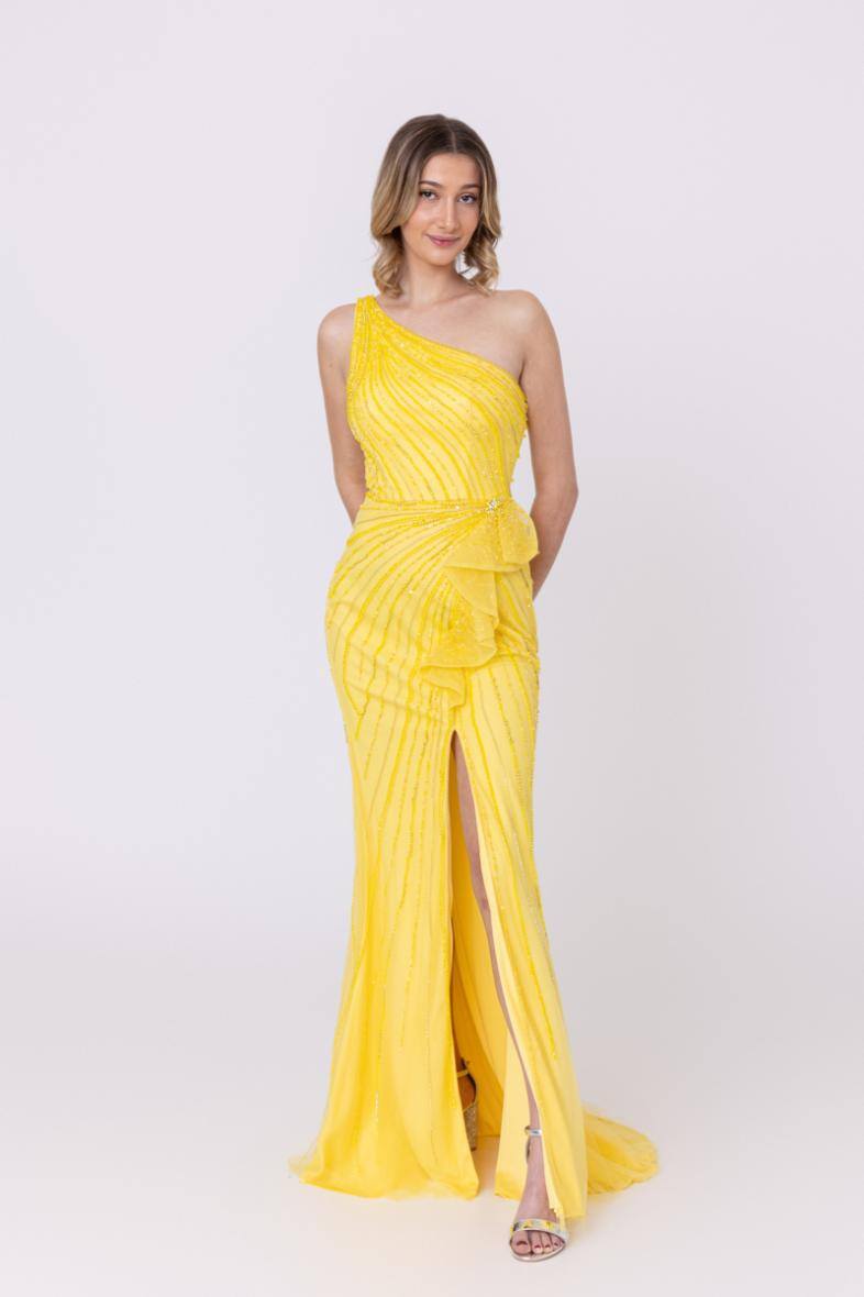 Grossiste Promarried - Robe de cocktail asymétrique jaune