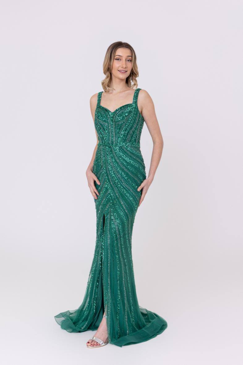 Wholesaler Promarried - Green Sheath Cocktail Dress with Satin Overskirt