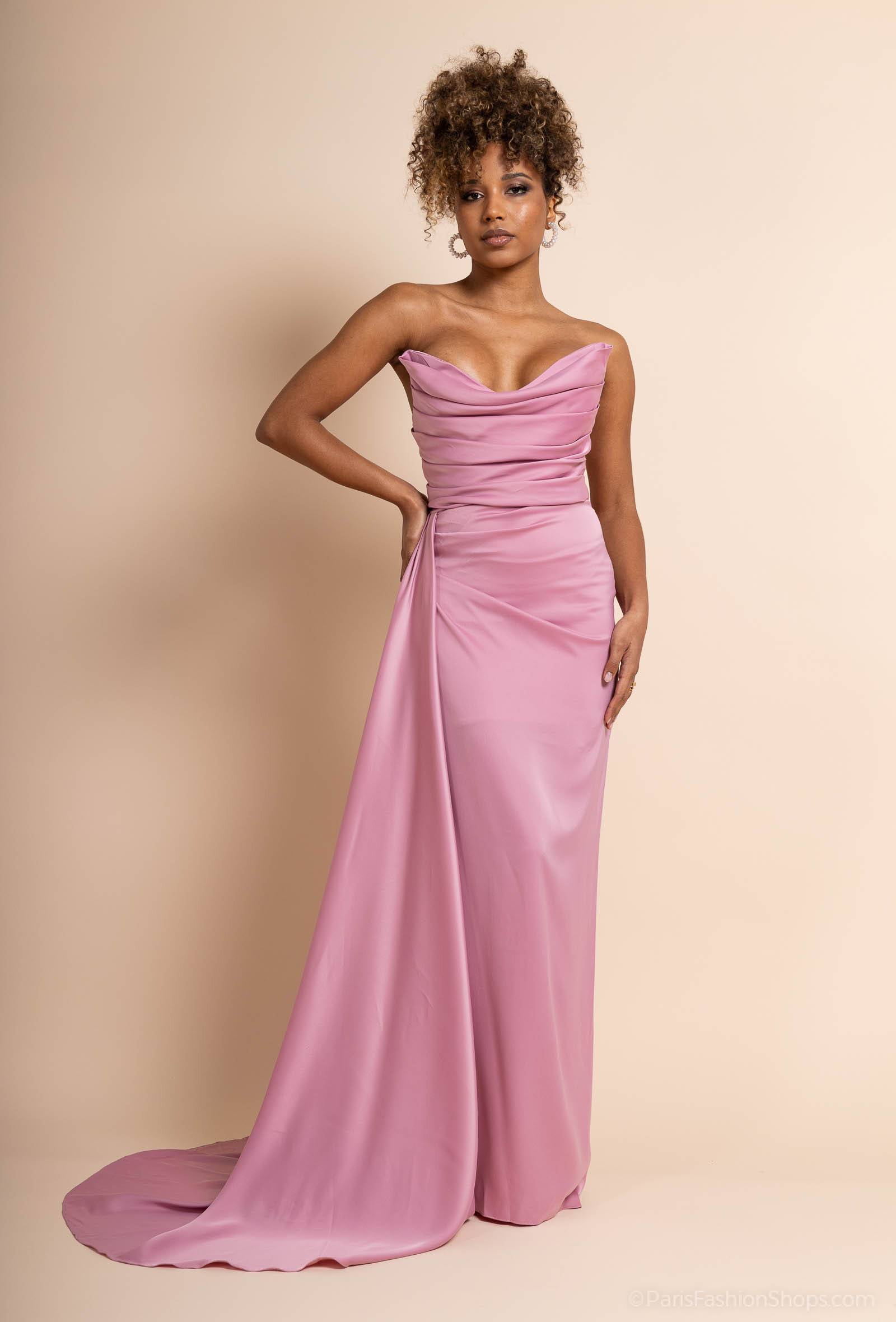 Grossiste Promarried - Robe grise bustier en satin