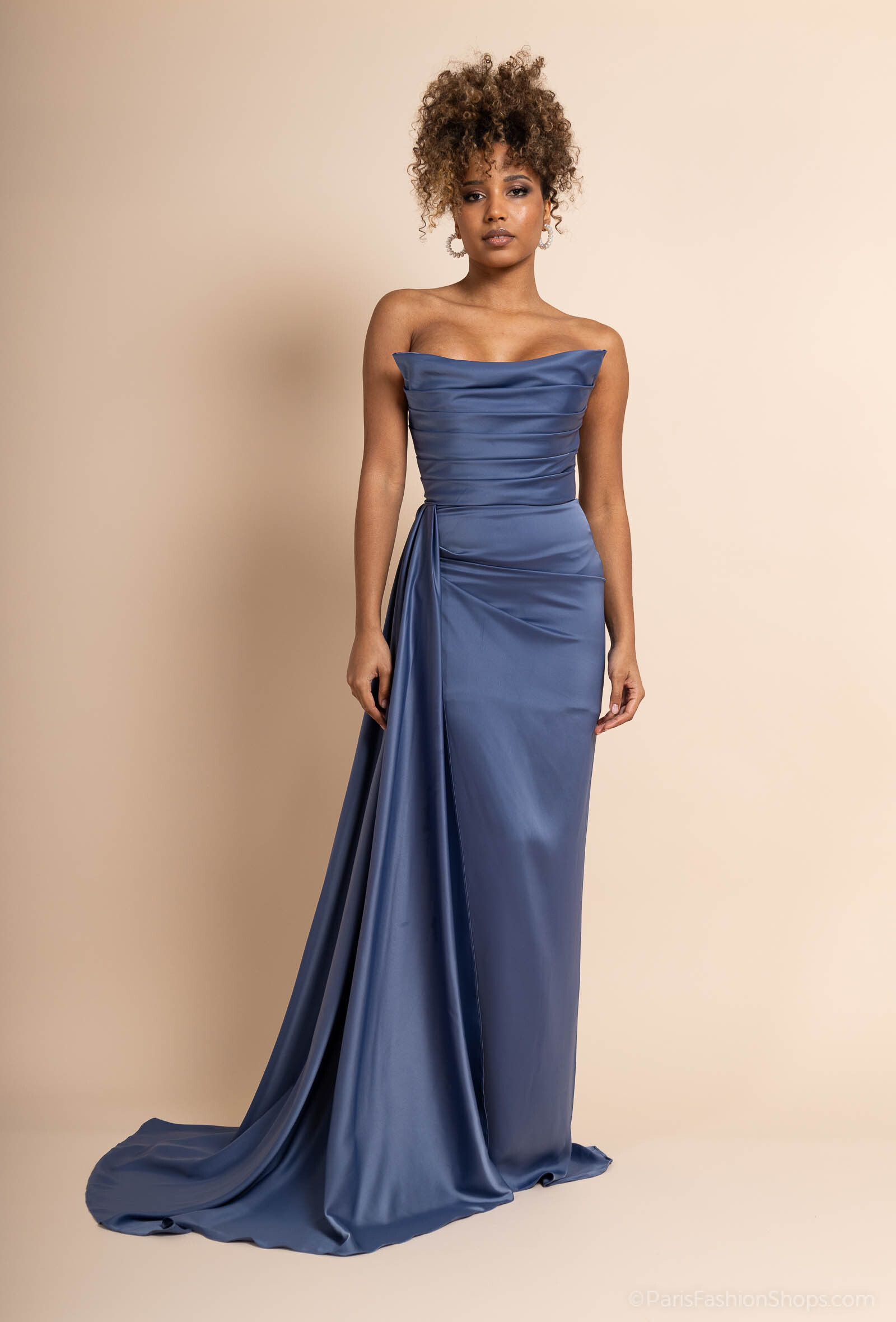 Grossiste Promarried - Robe grise bustier en satin