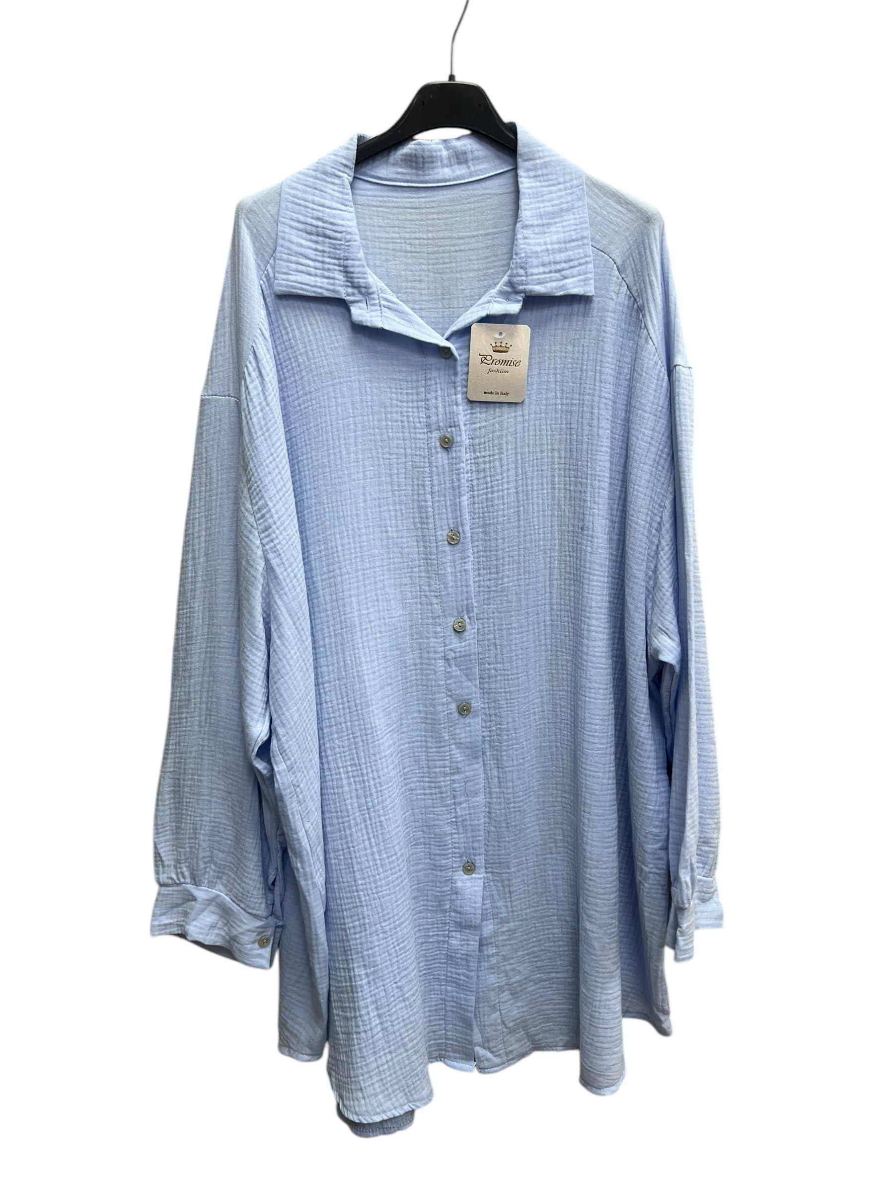 Wholesaler PROMISE - Oversize shirt in cotton gauze eye in sequin on the back