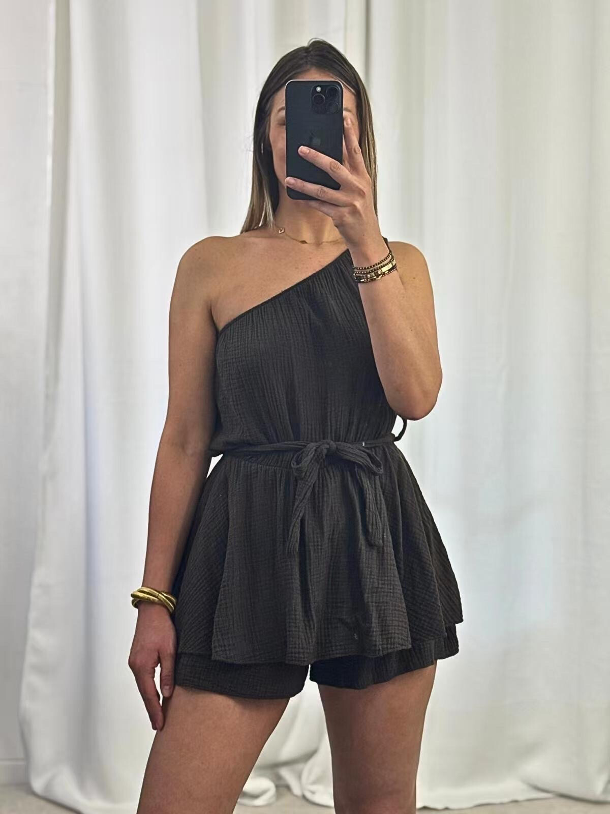 Grossiste PROMISE - Combishort asymétrique en gaze de coton