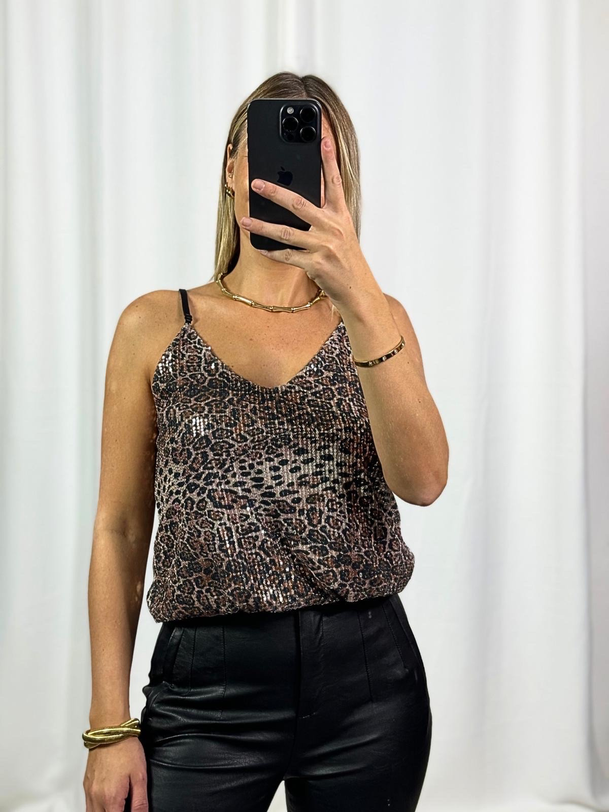Wholesaler PROMISE - Leopard sequin tank tops