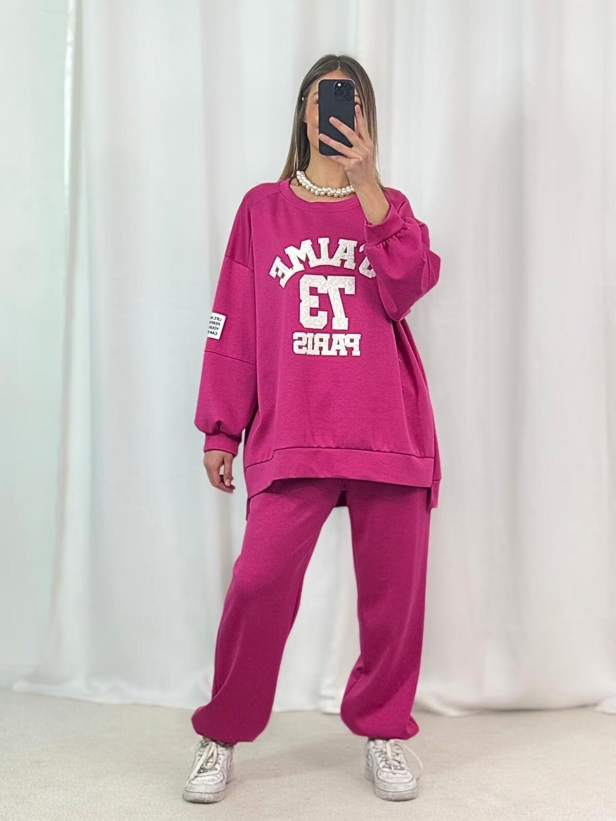 Grossista PROMISE - Inserisci la Spaccatura Jogging Iscrizione "I Love Paris" in sollievo
