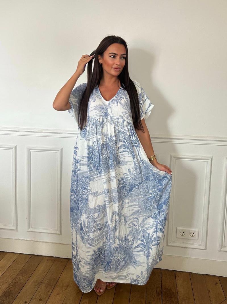 Mayorista PROMISE - Vestido holgado de toile de jouy en gasa de algodón