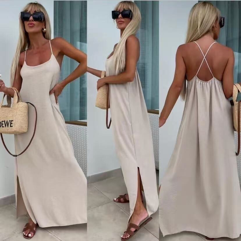 Wholesaler PROMISE - Long dress with fine straps crossed on the back