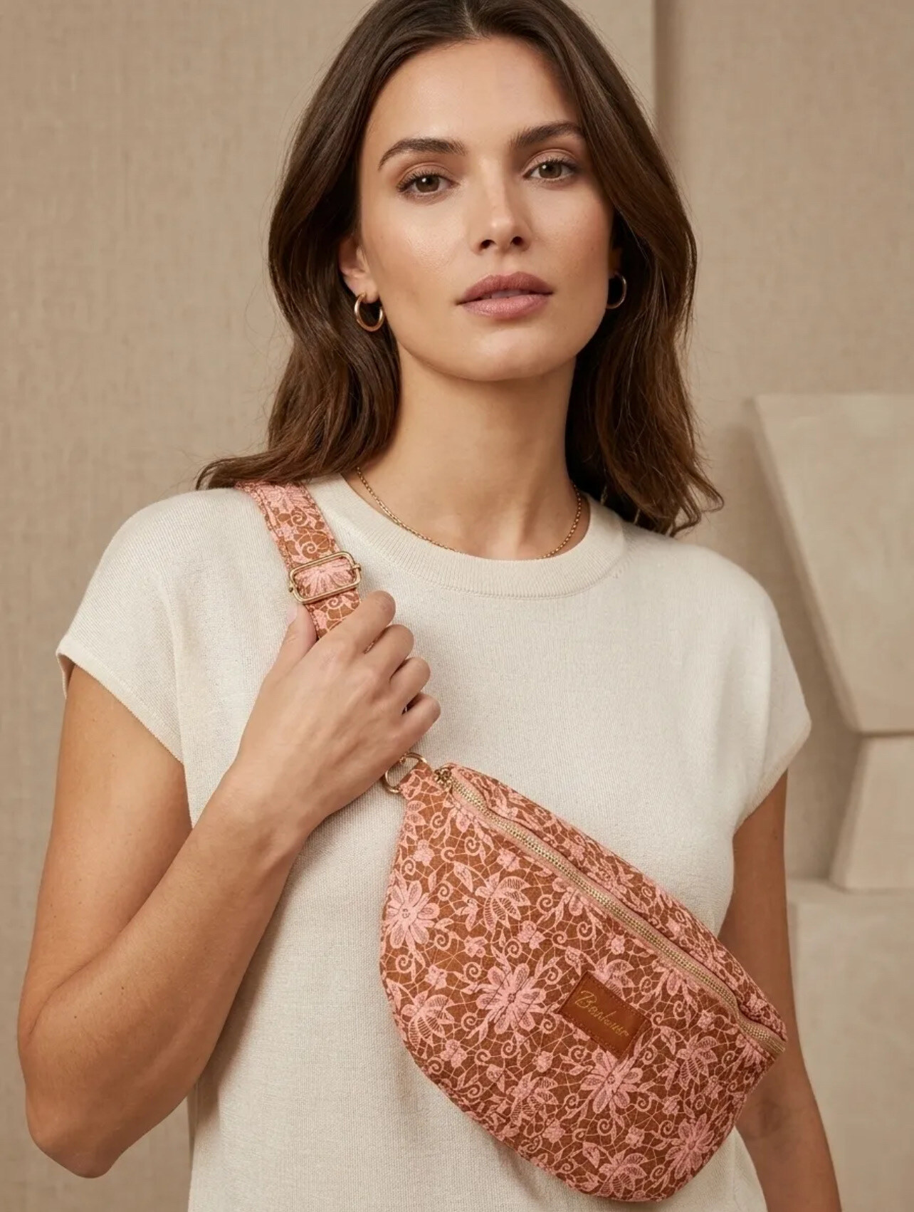Wholesaler PROMISE - Cotton fanny pack printed with various patterns, adjustable and removable woven shoulder strap