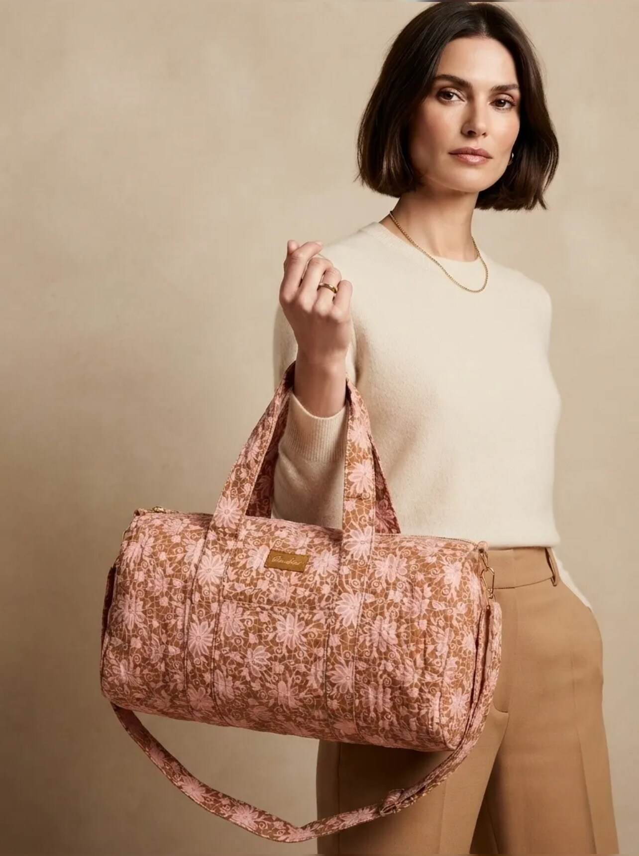 Wholesaler PROMISE - Printed cotton shoulder duffel bag with zip, with adjustable shoulder strap, zipped pocket inside