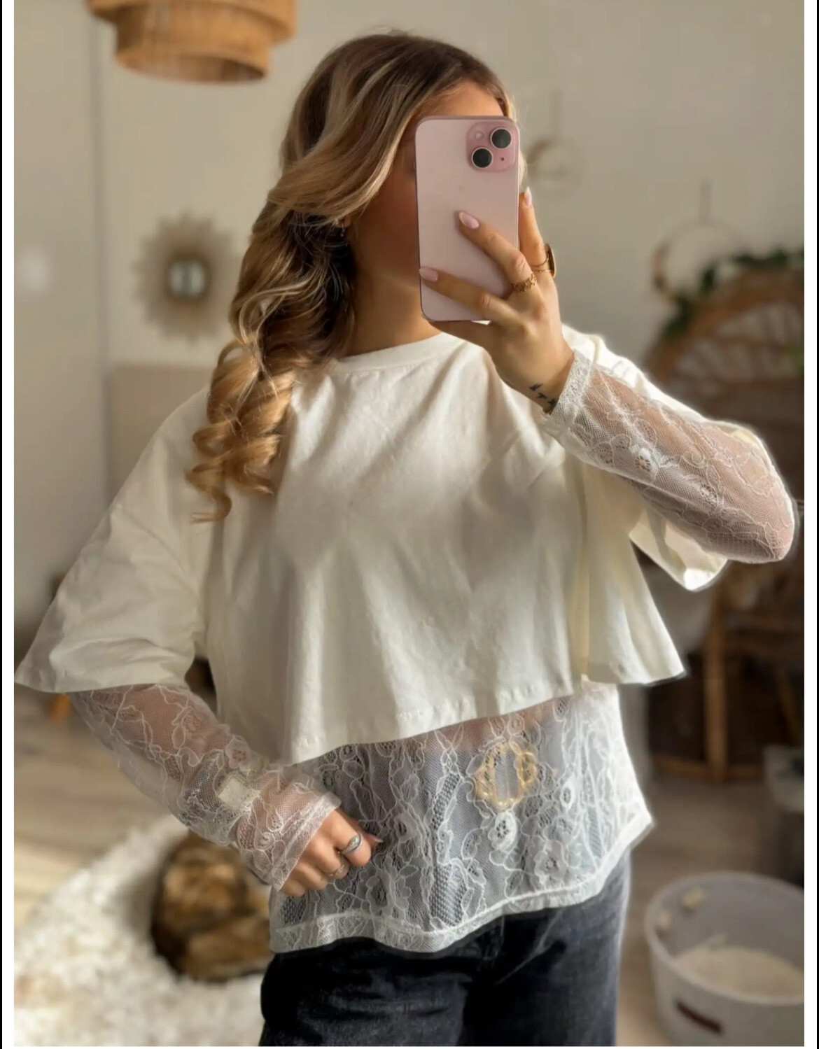 Grossiste PROMISE - T-shirt 2 pieces dessous top en dentelle