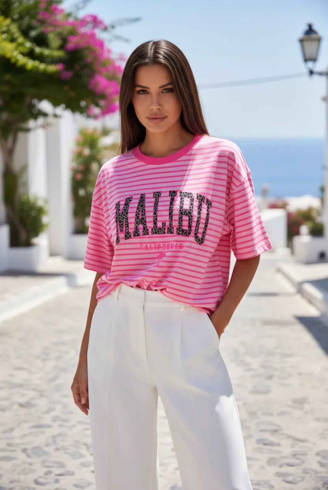 Mayorista PROMISE - Camiseta rayas estampada “Amore”