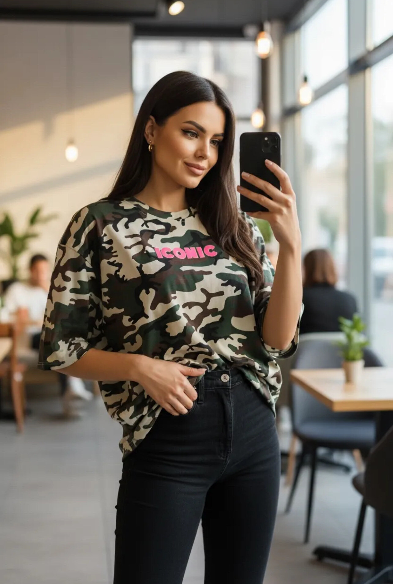 Mayorista PROMISE - Camiseta de algodón con estampado ICONIC en la parte delantera y trasera