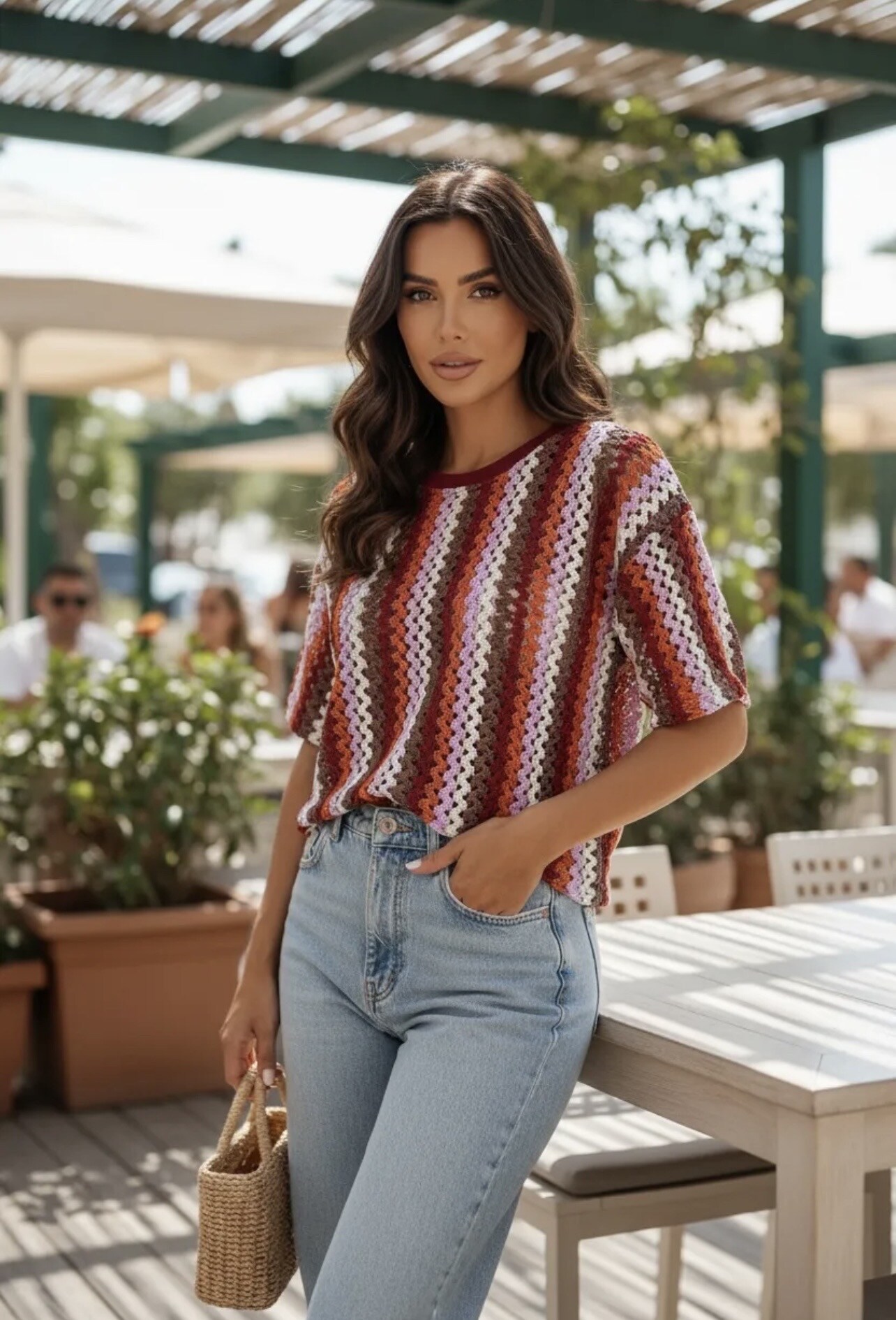 Mayorista PROMISE - Top de crochet de manga corta