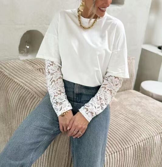 Grossiste PROMISE - T-shirt manches en dentelle