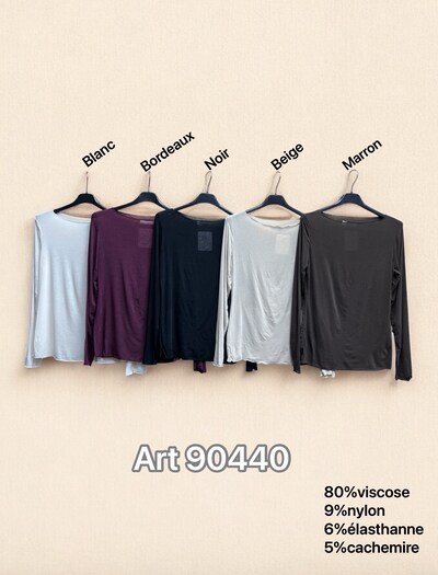 Grossiste PROMISE - T-shirt manches longues avec cachemire Grossiste PROMISE - T-shirt manches longues avec cachemire