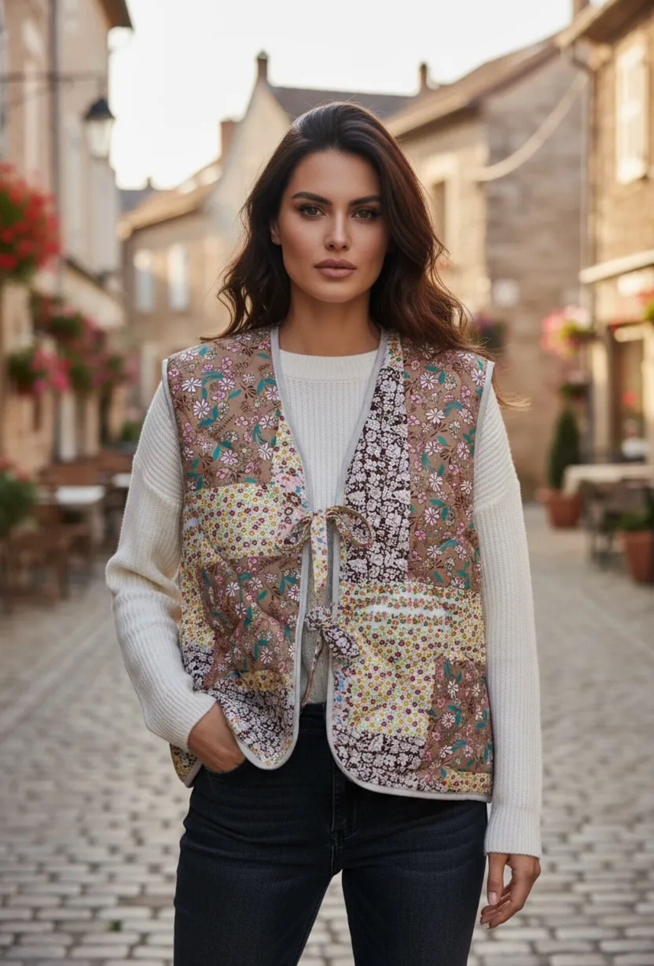 Mayorista PROMISE - Chaqueta acolchada sin mangas con patchwork estampado