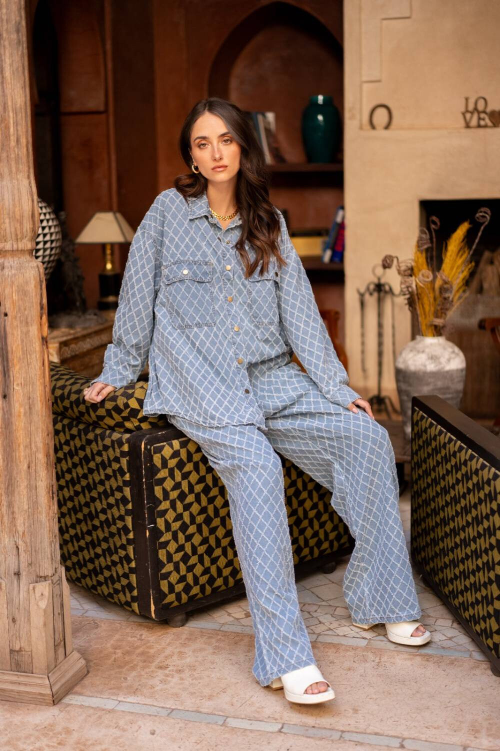 Wholesaler PURPLE QUEEN - SHIRT AND JEANS SET