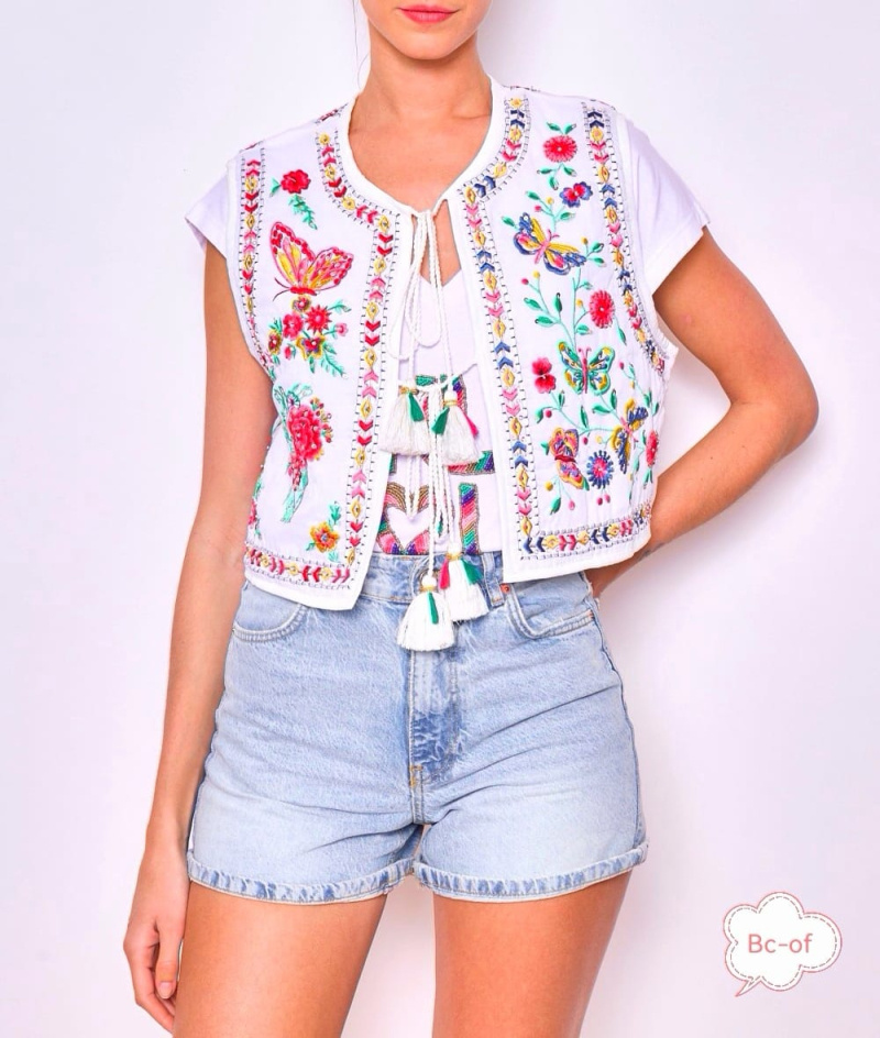 Grossiste PURPLE QUEEN - gilet broderie a la main
