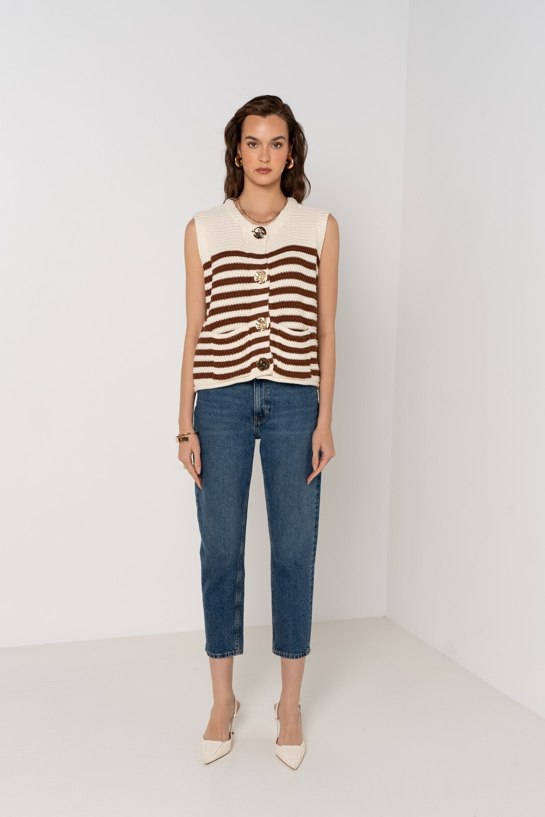Wholesaler PURPLE QUEEN - striped sleeveless sweater vest