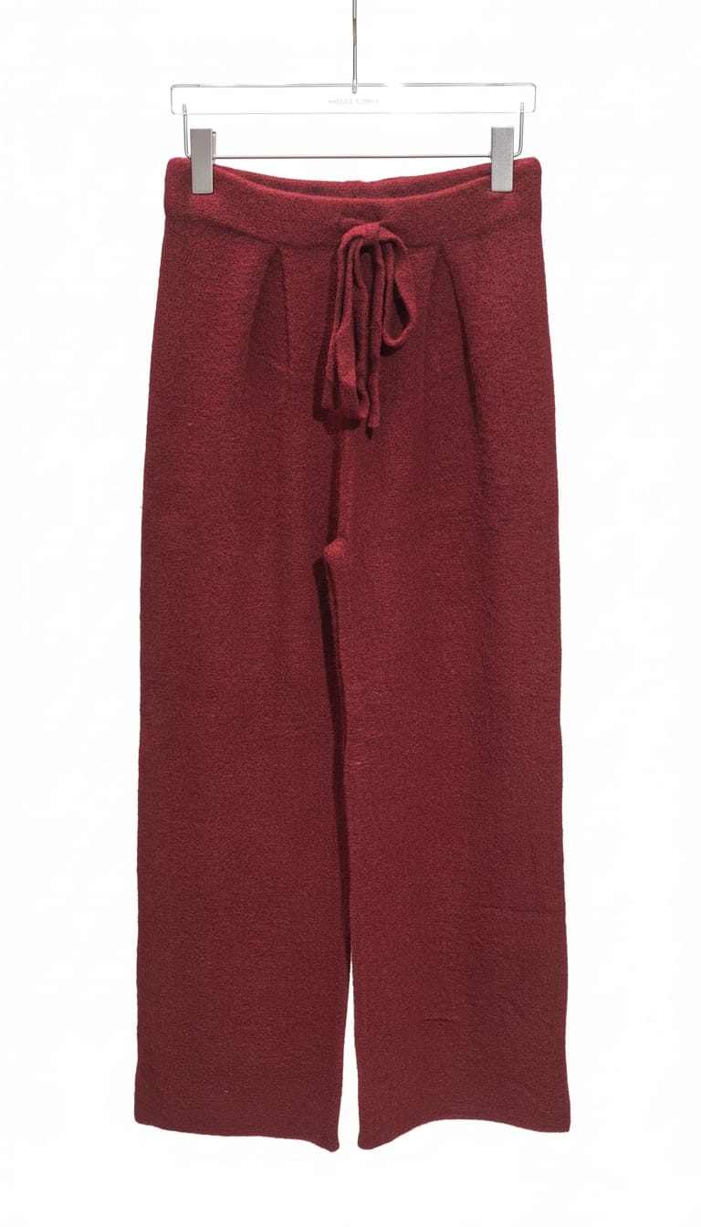 Pantalon ample en maille tricoté et torsadé - Taille haute et extensib