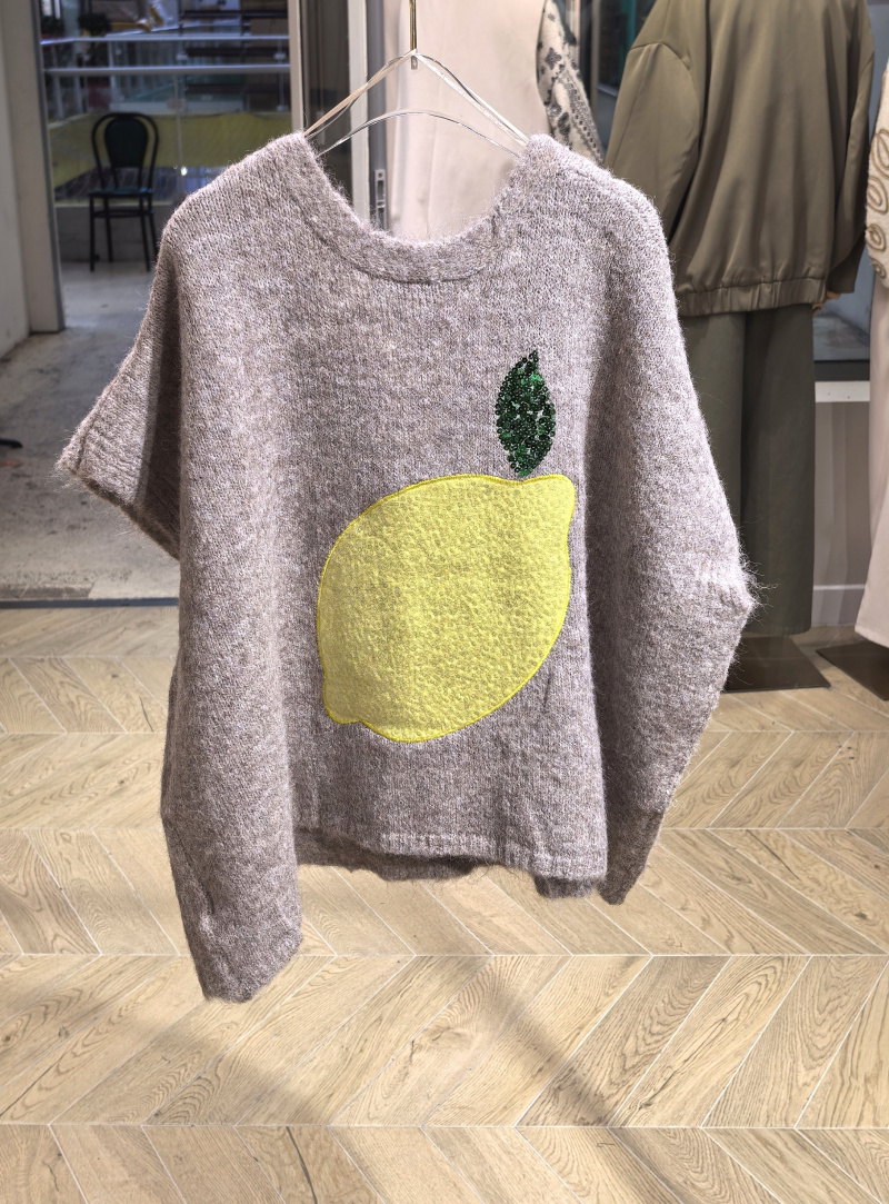 Wholesaler PURPLE QUEEN - sweater with rhinestone lemon
