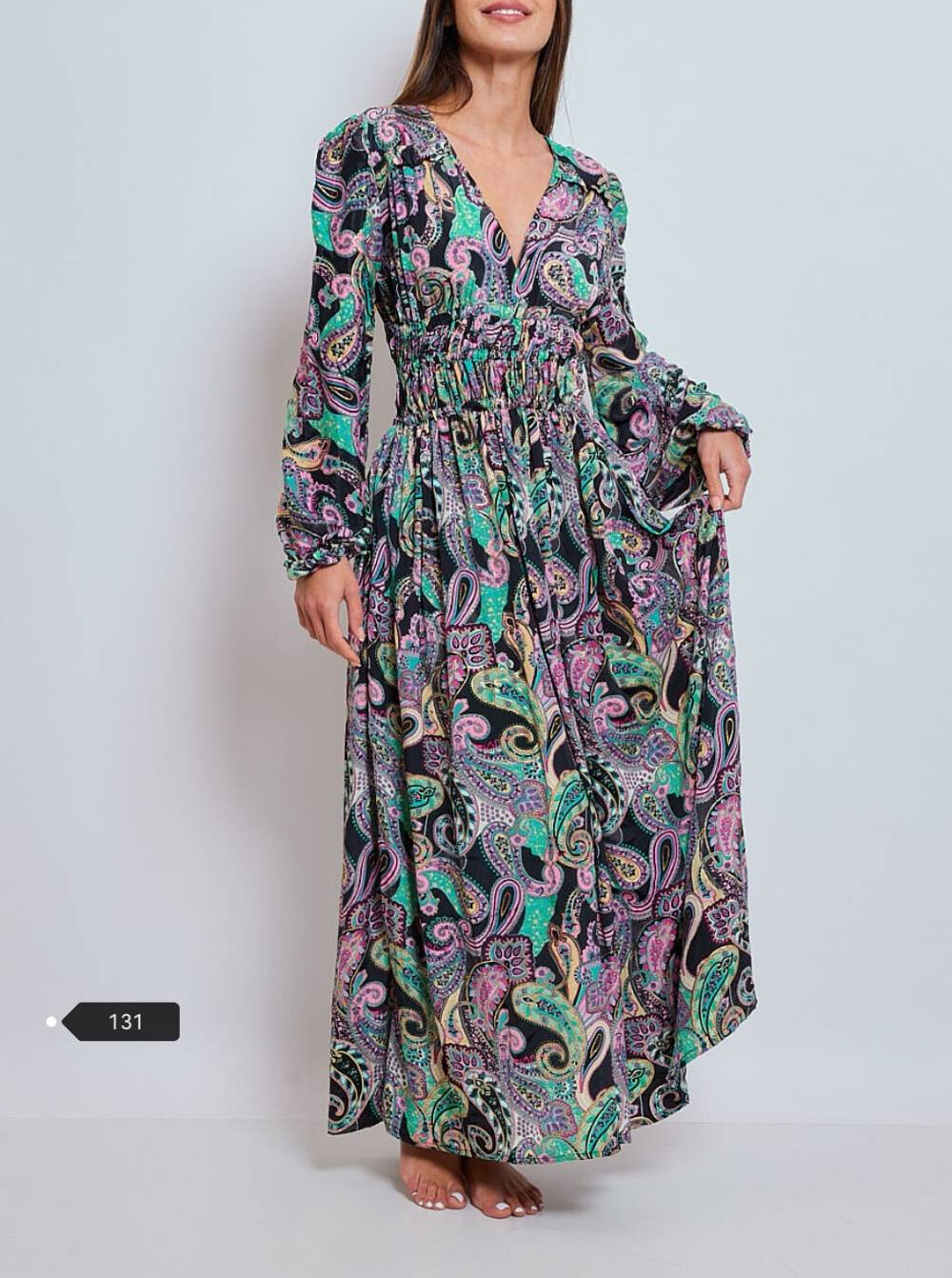 Wholesaler PURPLE QUEEN - long sleeve long dress with tuxedo at the waist