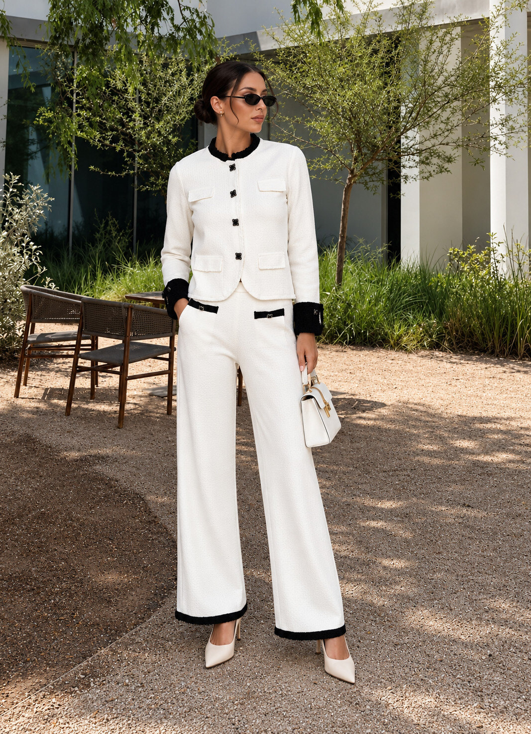 Großhändler QUEEN DRAMA - Elegantes Damen-Ensemble im Chanel-Stil mit Palazzo-Hose