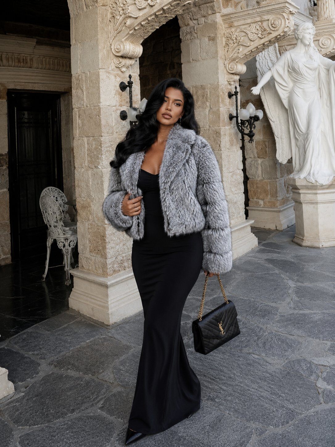 Wholesaler QUEEN DRAMA - Soft jacket with silver fox effect