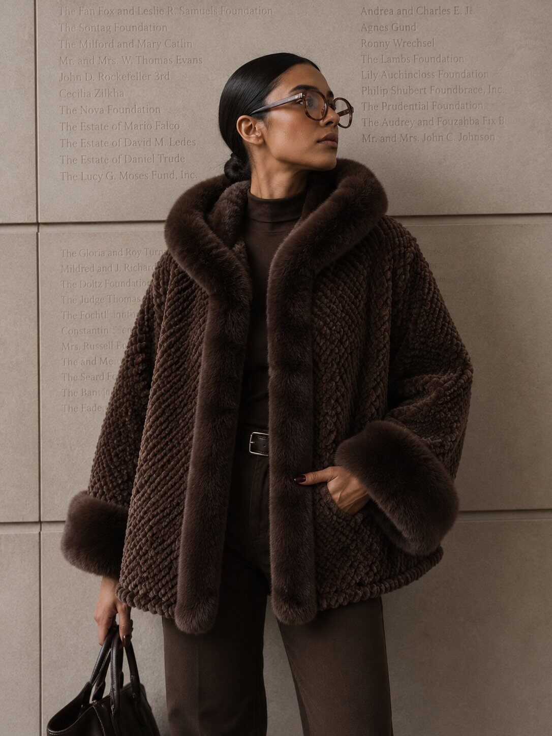 Wholesaler QUEEN DRAMA - Cape with Faux Fur Collar