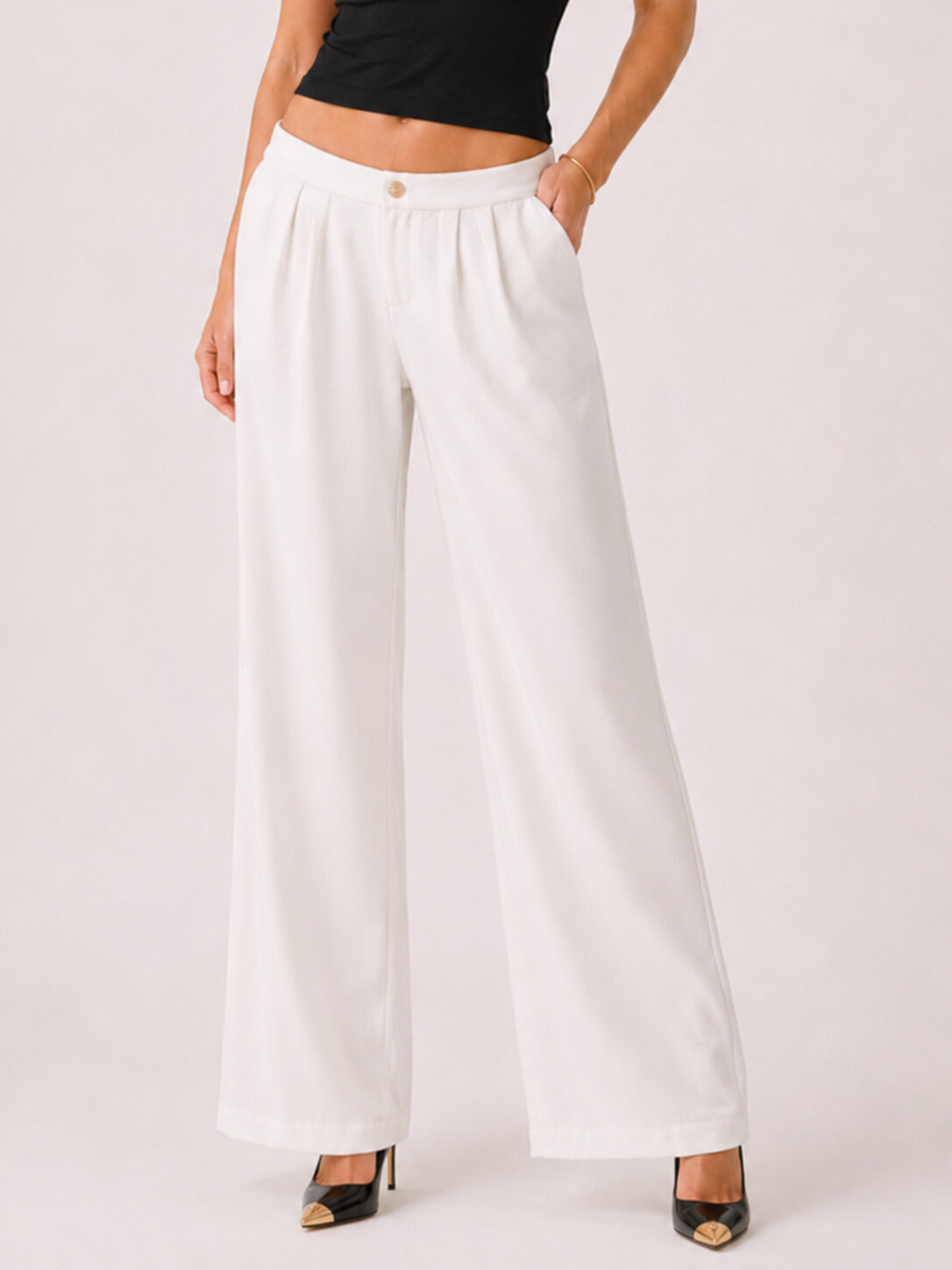 Grossiste QUEEN DRAMA - Pantalon ample avec bouton doré