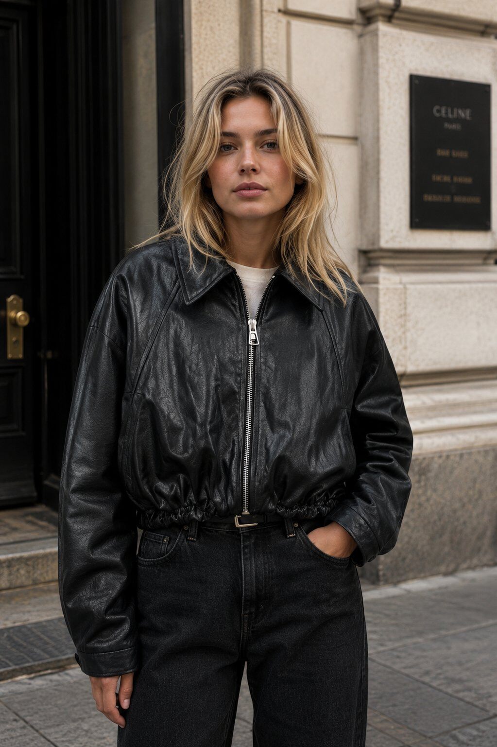 Wholesaler QUEEN DRAMA - Faux Leather Jacket with Zipper