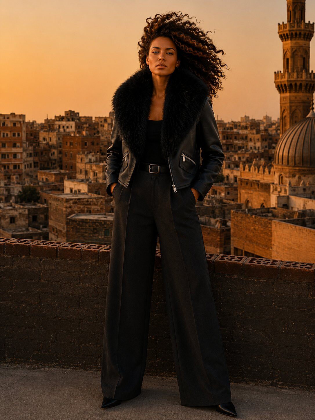 Wholesaler QUEEN DRAMA - Short Faux Leather Jacket with Belt: Modern Elegance for a Feminine and Sophisticated Look
