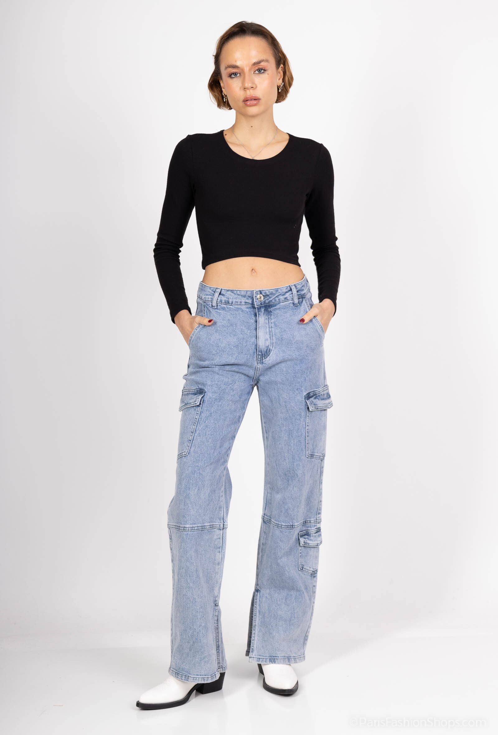 Grossiste Queen Hearts - JEANS CARGO A FENTES