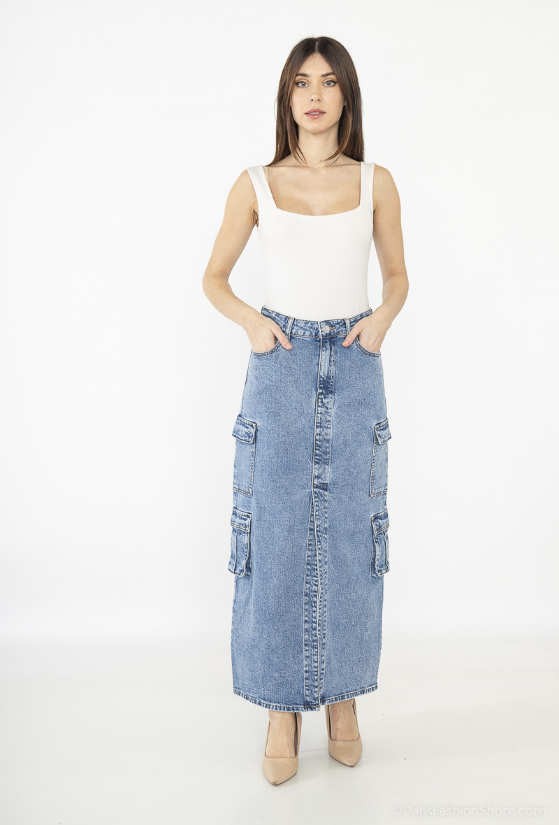 Wholesaler Queen Hearts - CARGO JEANS SKIRT