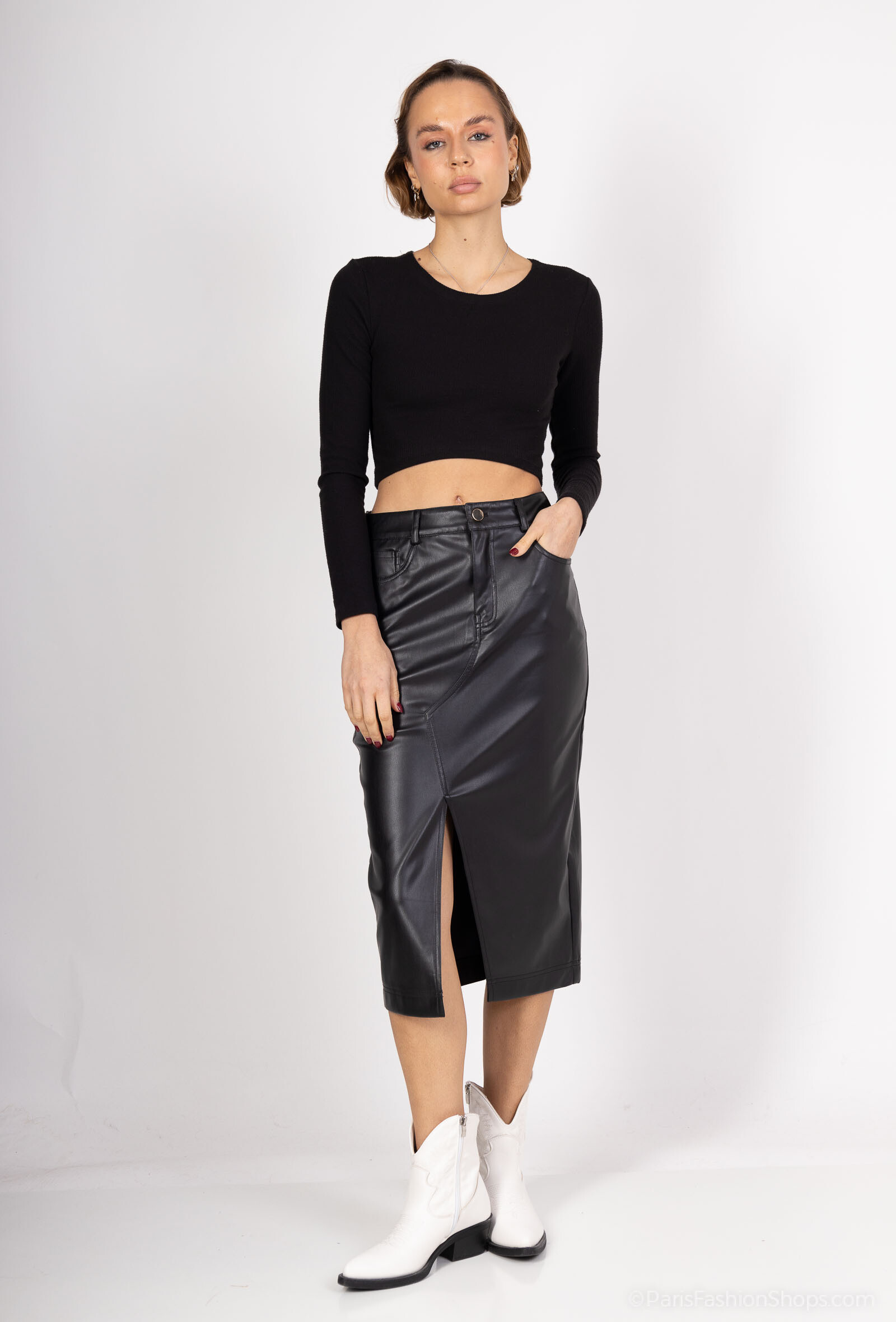 Grossiste Queen Hearts - JUPE LONGUE EN SIMILI CUIR