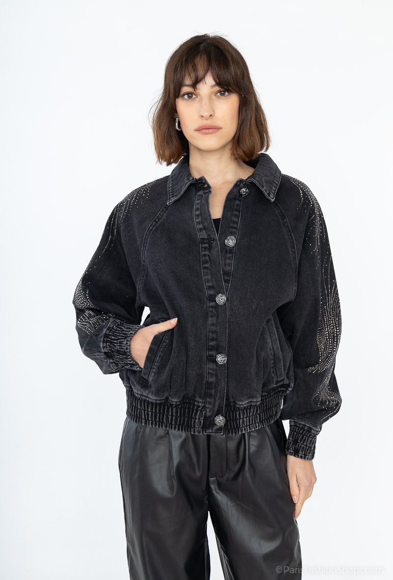 Grossiste Queen Hearts - VESTE EN JEANS A STRASS