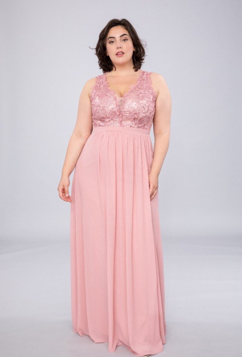 Wholesaler Queen Size - Long dress, front all in patterns