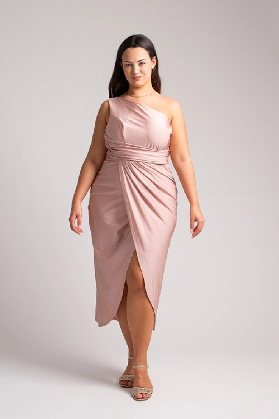 Wholesaler Queen Size - Draped asymmetrical dress