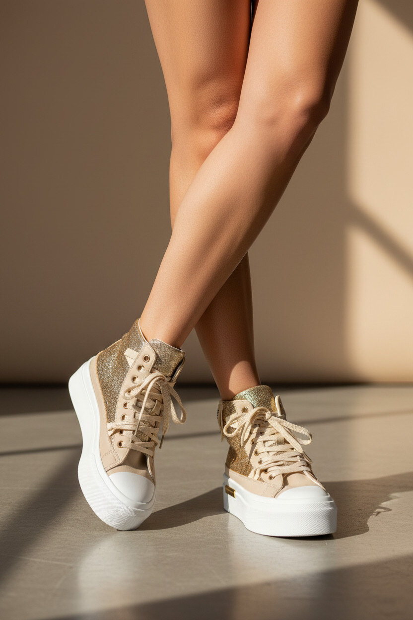 Mayorista R and BE - Zapatillas altas con suela gruesa y etiqueta - AMOR- BK505NN