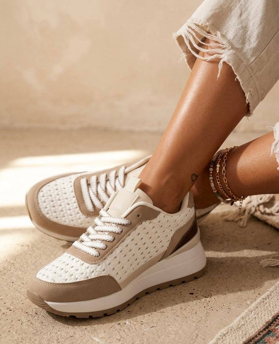 Grossiste R and BE - Baskets femmes motif cannage tressé
