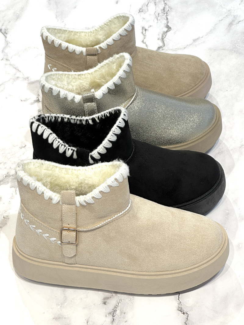 Großhändler R and BE - SP501 Pelzgefütterte Stiefeletten mit 3 cm hoher Plateausohle