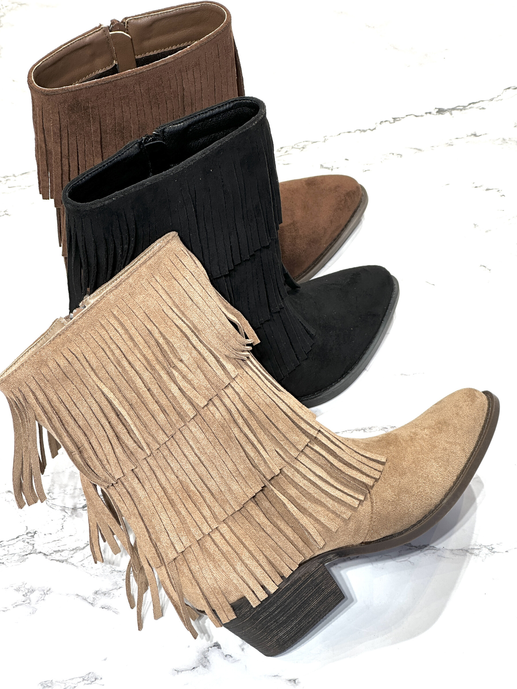 Großhändler R and BE - Stiefeletten mit Fransen